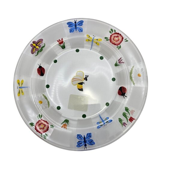 Lenox Natures Splendor Glass Dessert Plates 4 Hand-Painted Floral Insect Design - Picture 6 of 15